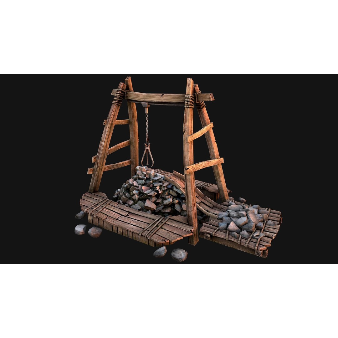 Quarry Stone Rock Mine 3D Model – Low Poly Game Asset, PBR Textures - View 8