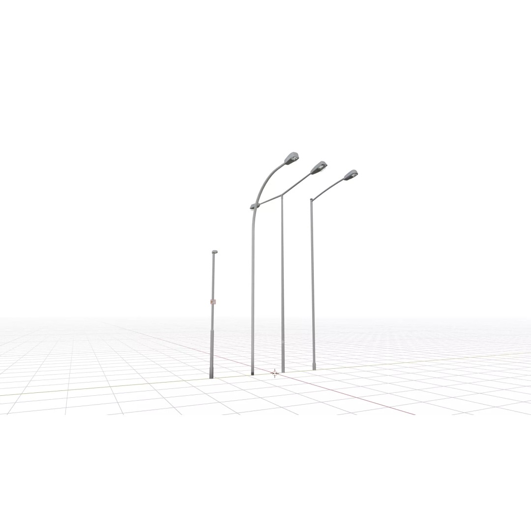 Streetlight Lanterns 3D Model – Low Poly Architectural Fixture, FBX - View 8