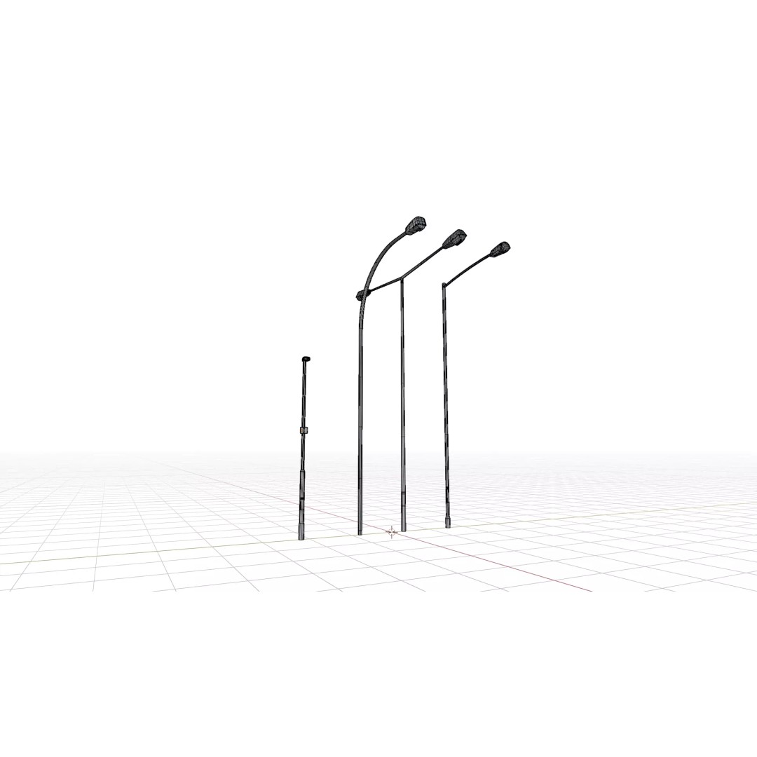 Streetlight Lanterns 3D Model – Low Poly Architectural Fixture, FBX - View 9