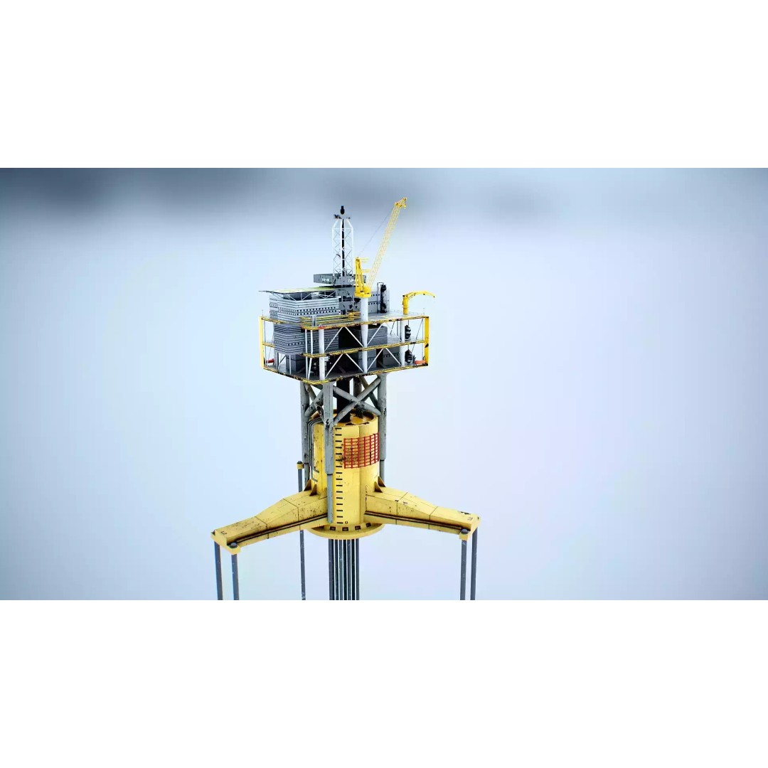 Old TPL Tension Leg Oil Platform 3D Model – Low Poly PBR Asset, FBX - View 13