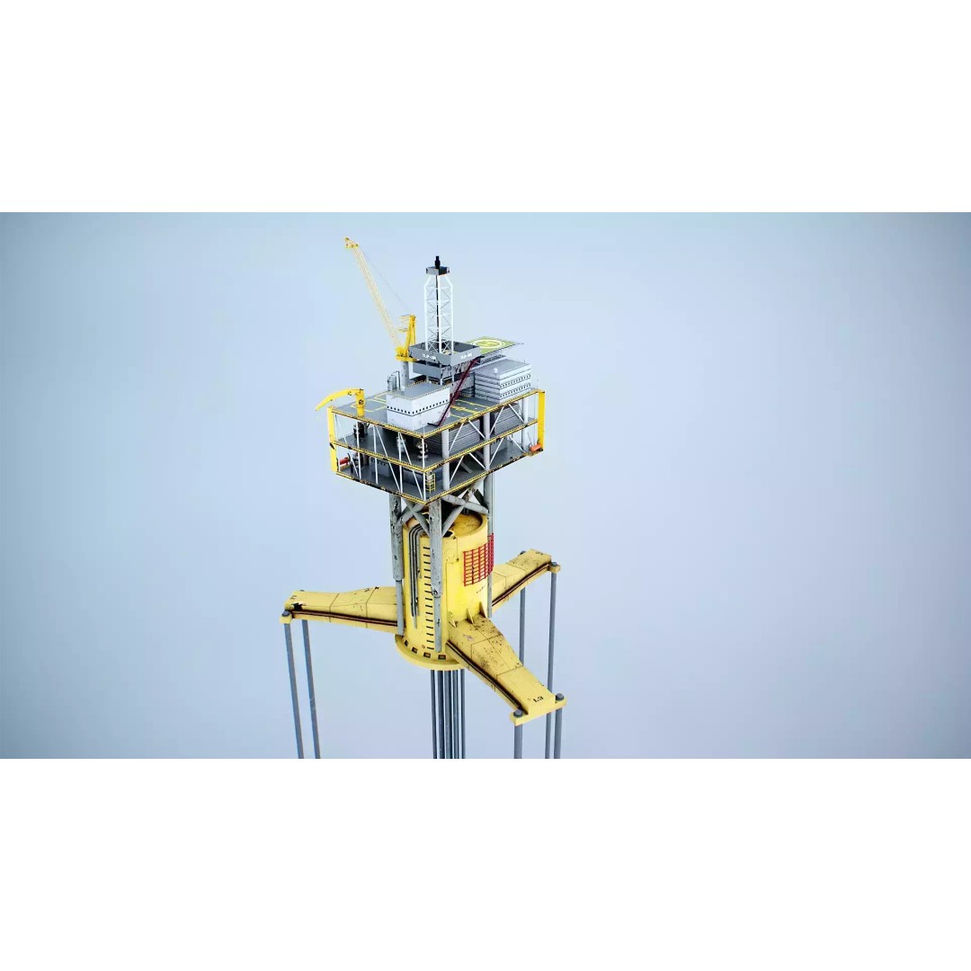 Old TPL Tension Leg Oil Platform 3D Model – Low Poly PBR Asset, FBX - View 15