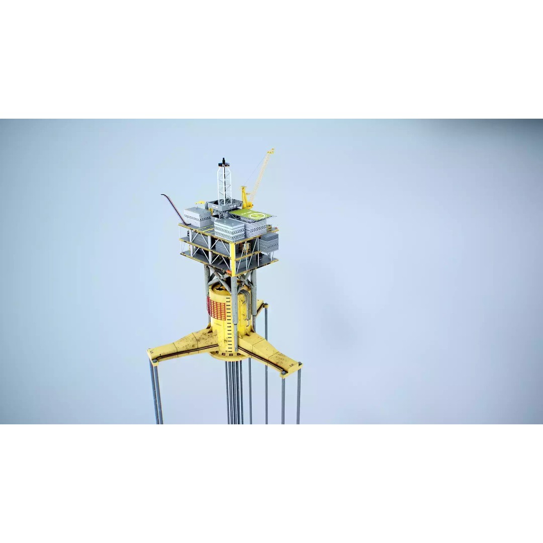 Old TPL Tension Leg Oil Platform 3D Model – Low Poly PBR Asset, FBX - View 16