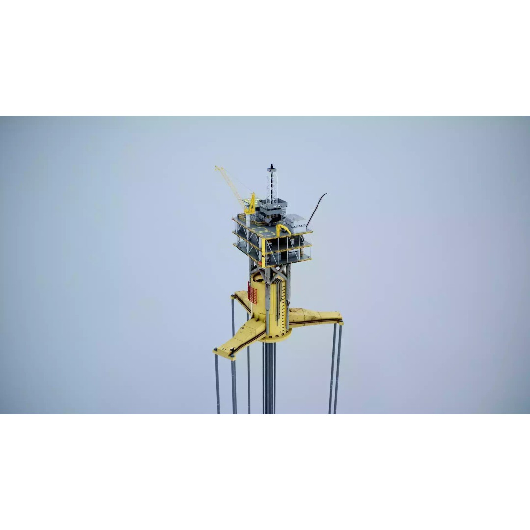 Old TPL Tension Leg Oil Platform 3D Model – Low Poly PBR Asset, FBX - View 18