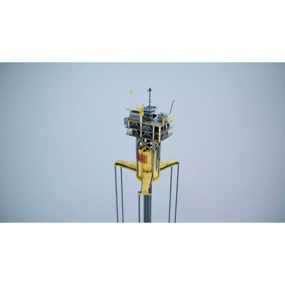 Old TPL Tension Leg Oil Platform 3D Model – Low Poly PBR Asset, FBX - View 19