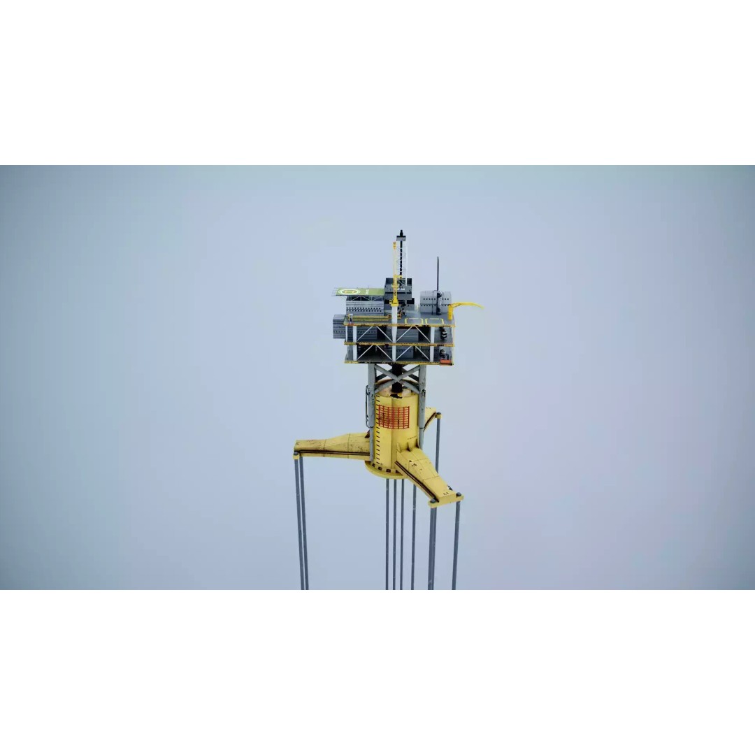Old TPL Tension Leg Oil Platform 3D Model – Low Poly PBR Asset, FBX - View 20