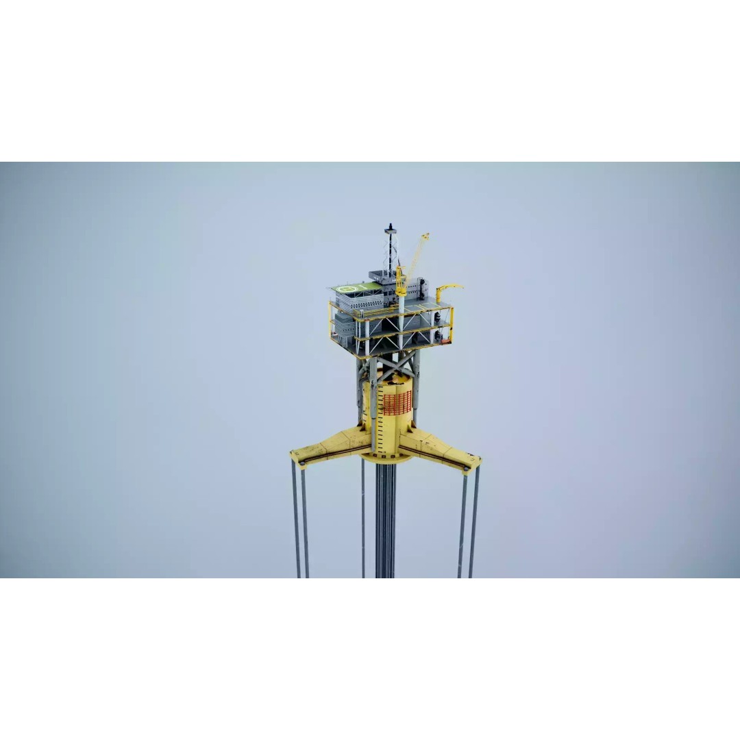 Old TPL Tension Leg Oil Platform 3D Model – Low Poly PBR Asset, FBX - View 21