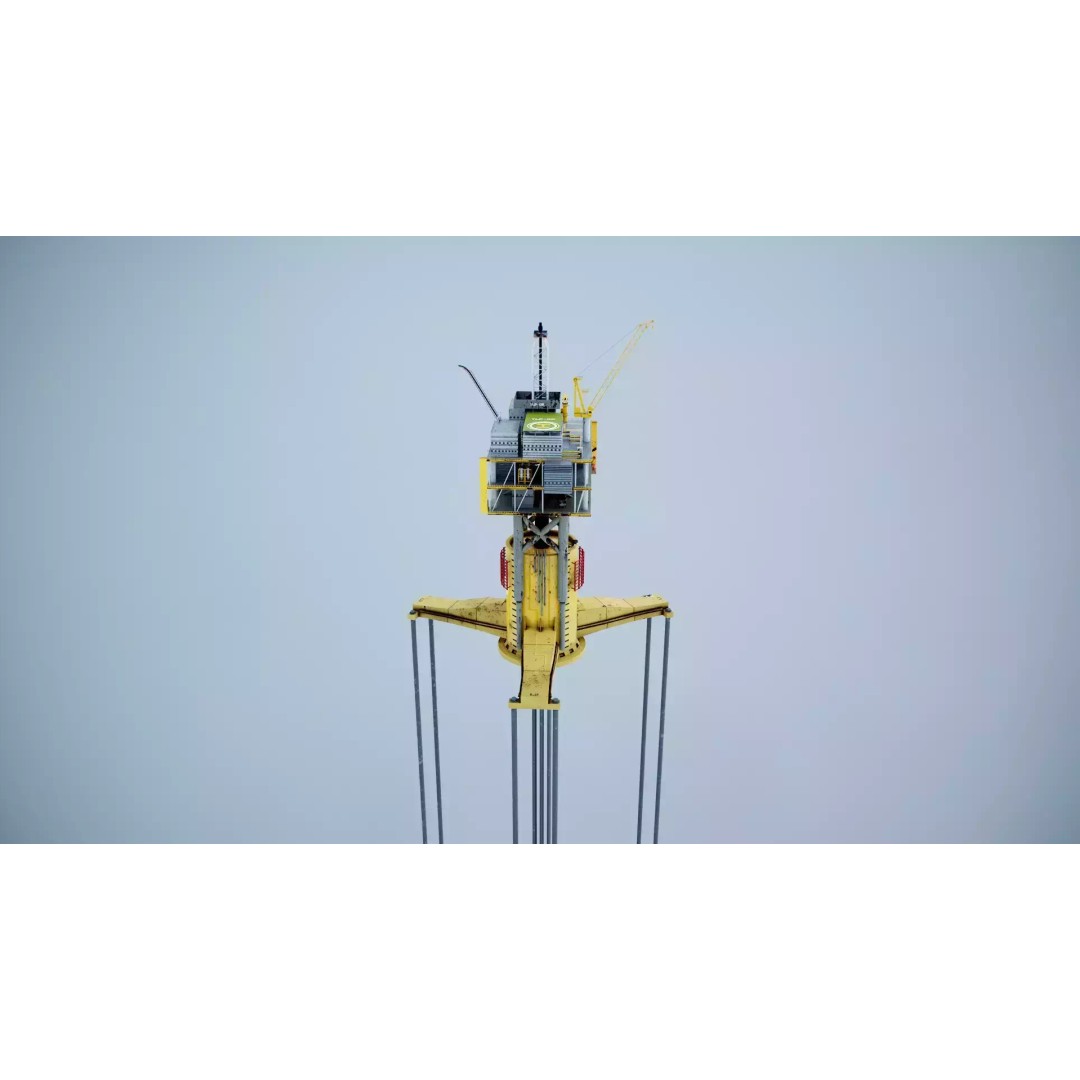 Old TPL Tension Leg Oil Platform 3D Model – Low Poly PBR Asset, FBX - View 23