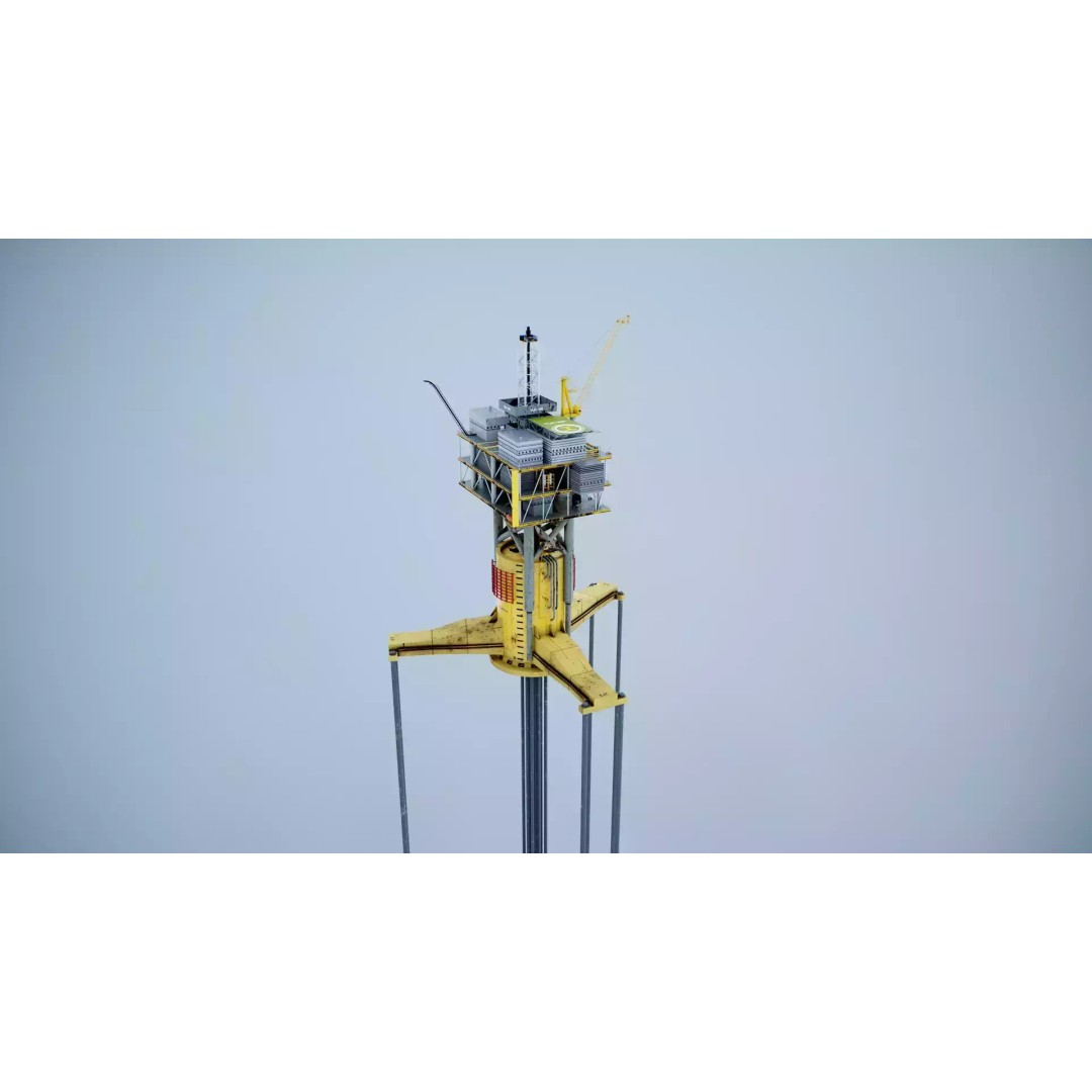 Old TPL Tension Leg Oil Platform 3D Model – Low Poly PBR Asset, FBX - View 24