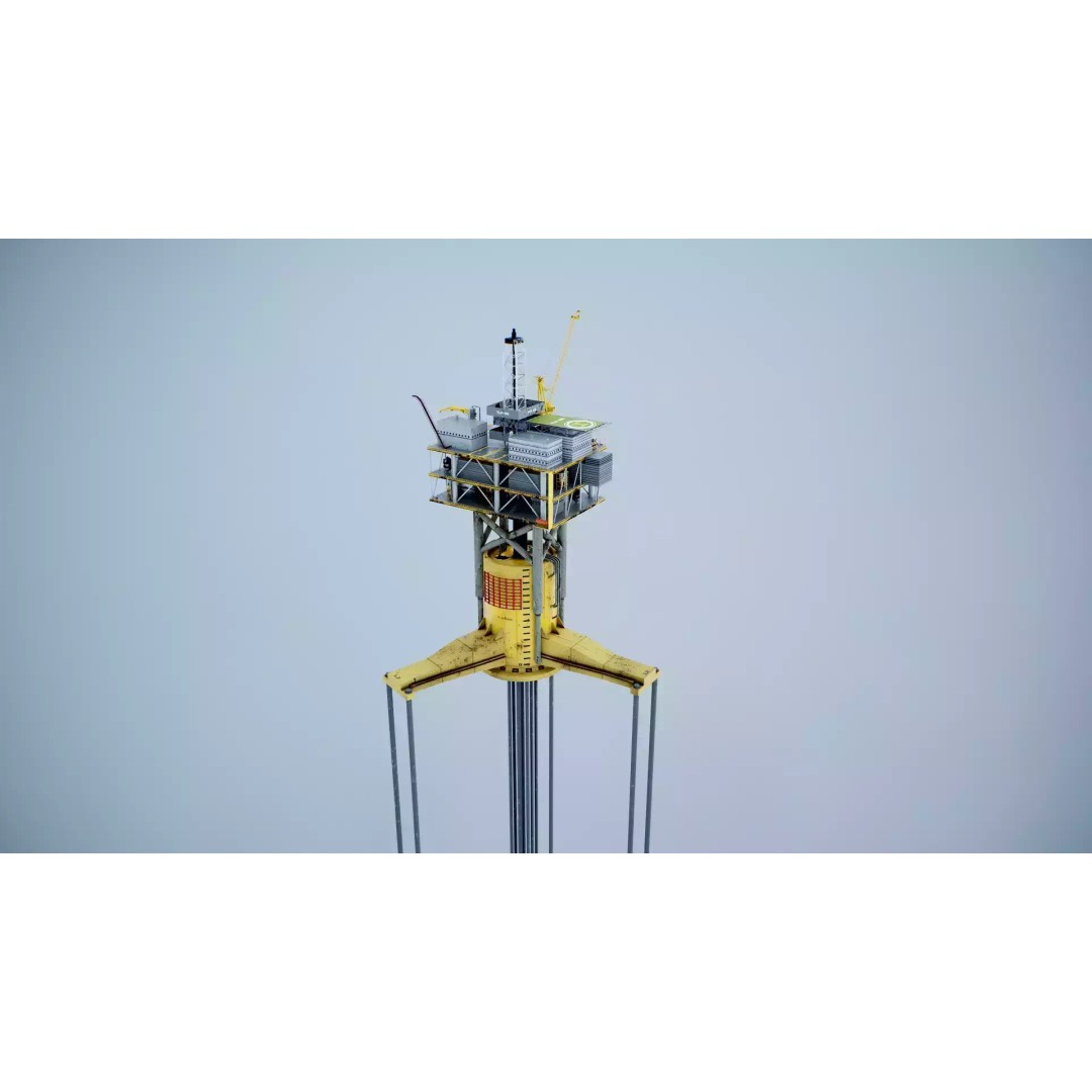 Old TPL Tension Leg Oil Platform 3D Model – Low Poly PBR Asset, FBX - View 25