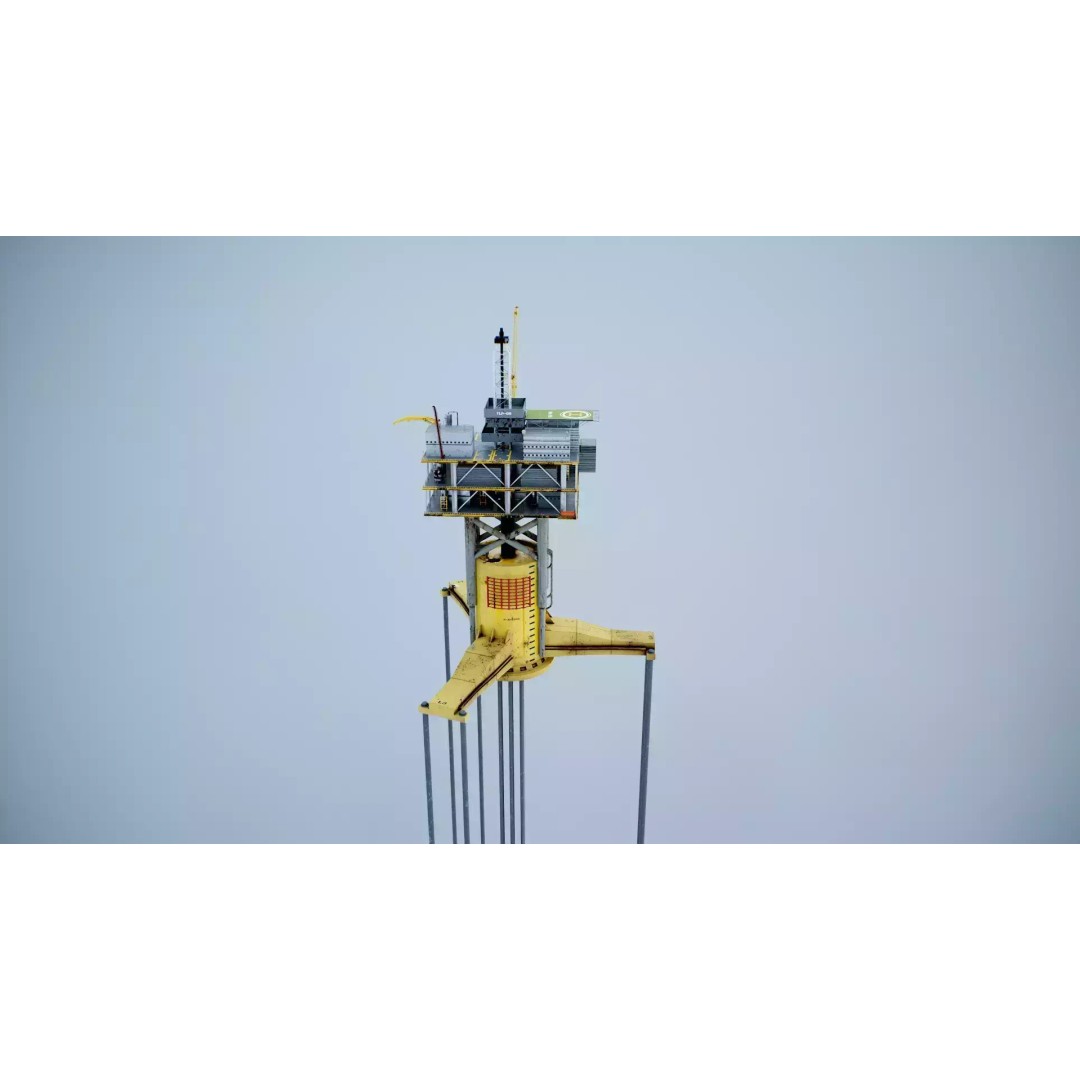 Old TPL Tension Leg Oil Platform 3D Model – Low Poly PBR Asset, FBX - View 26