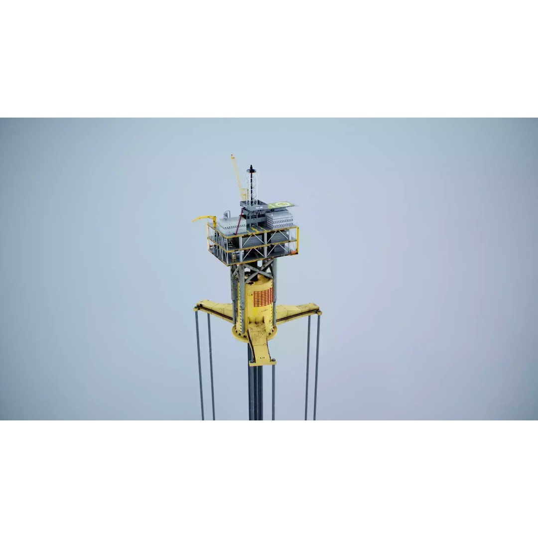 Old TPL Tension Leg Oil Platform 3D Model – Low Poly PBR Asset, FBX - View 27