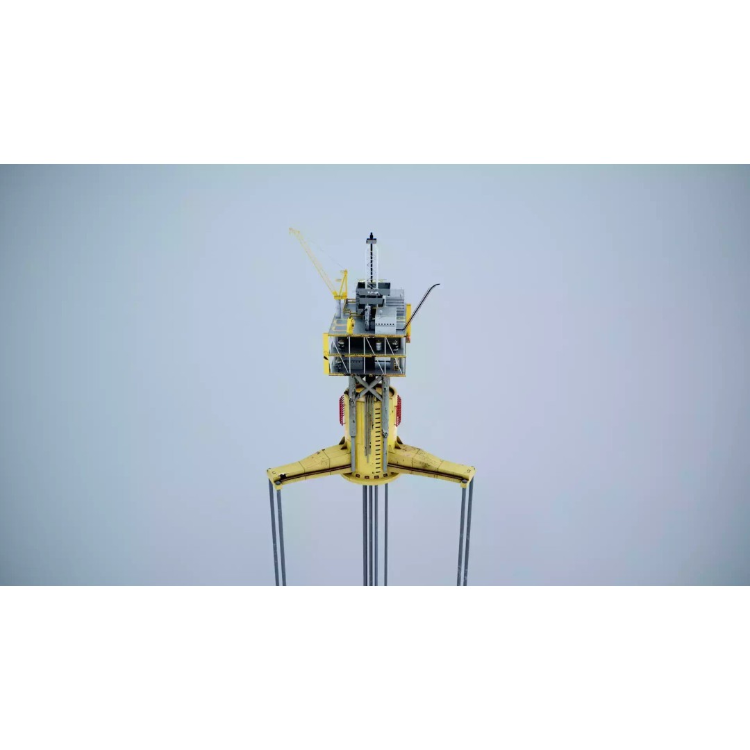 Old TPL Tension Leg Oil Platform 3D Model – Low Poly PBR Asset, FBX - View 28
