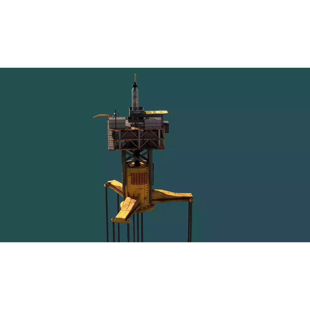 Old TPL Tension Leg Oil Platform 3D Model – Low Poly PBR Asset, FBX - View 5