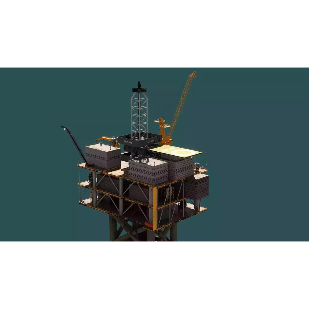 Old TPL Tension Leg Oil Platform 3D Model – Low Poly PBR Asset, FBX - View 7