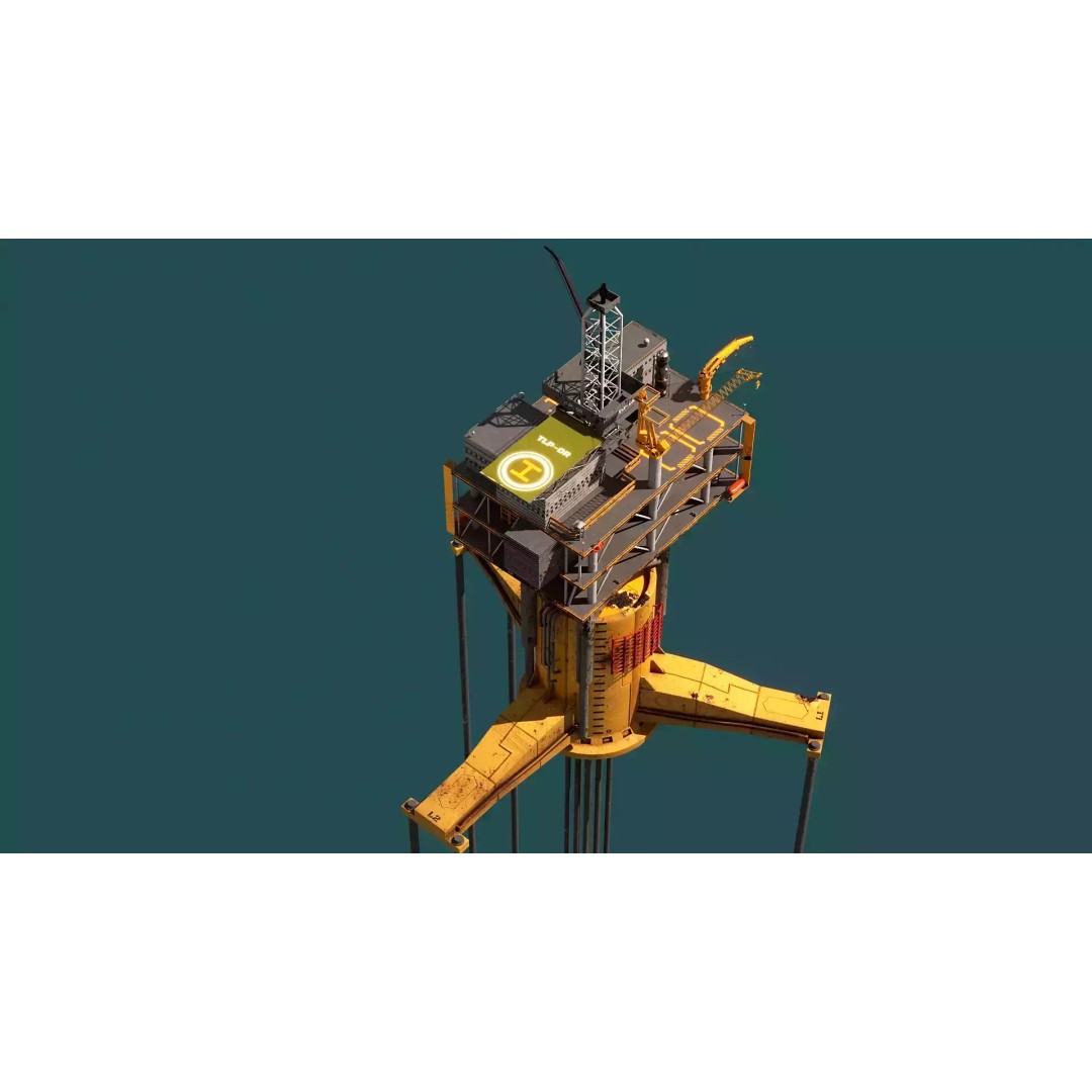 Old TPL Tension Leg Oil Platform 3D Model – Low Poly PBR Asset, FBX - View 9