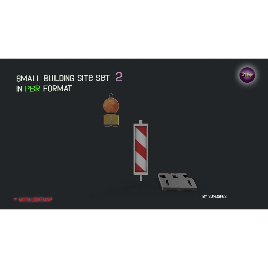 Small Building Site 3D Model – Low Poly PBR Construction Set, FBX - View 12