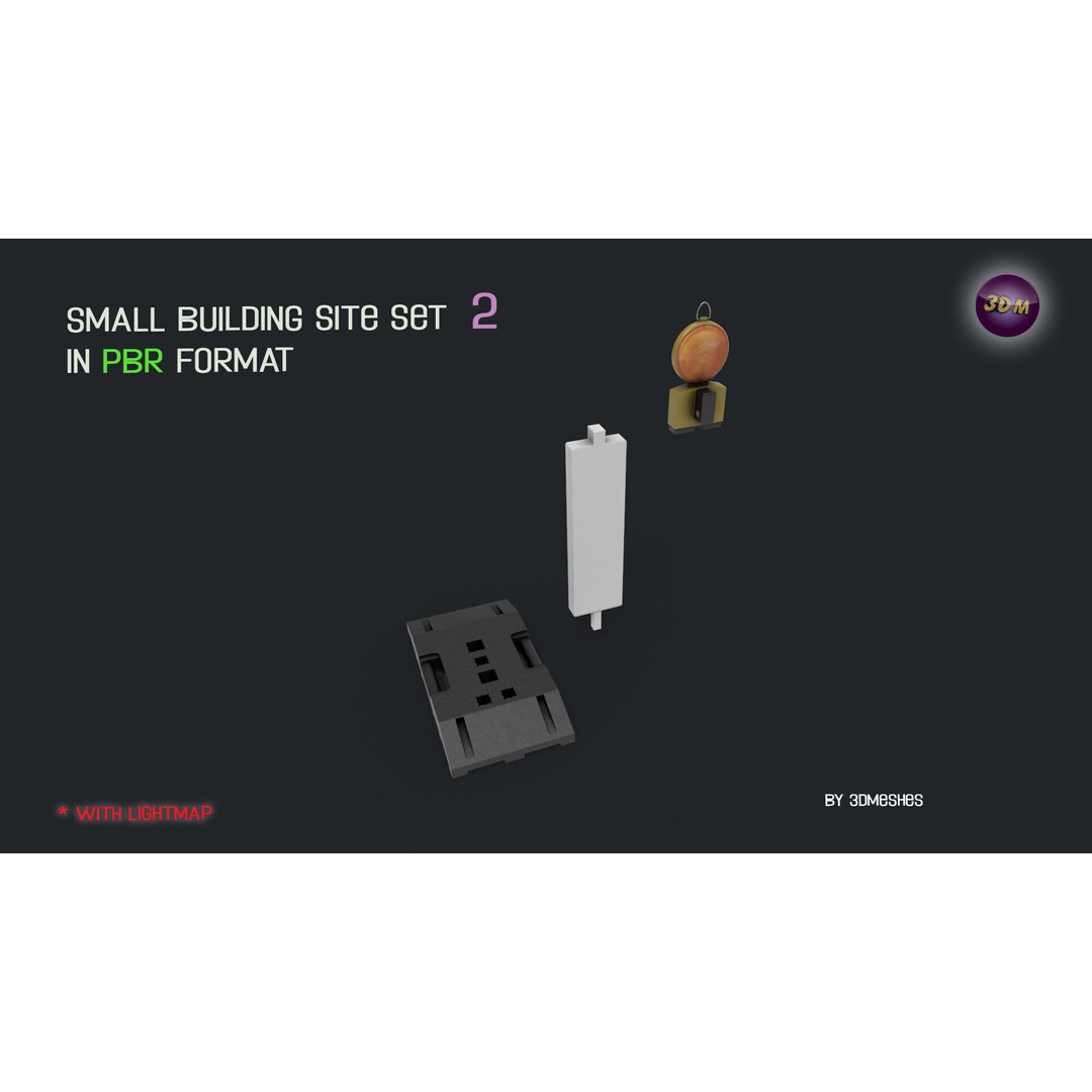 Small Building Site 3D Model – Low Poly PBR Construction Set, FBX - View 14