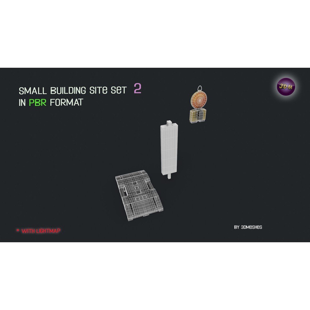 Small Building Site 3D Model – Low Poly PBR Construction Set, FBX - View 15