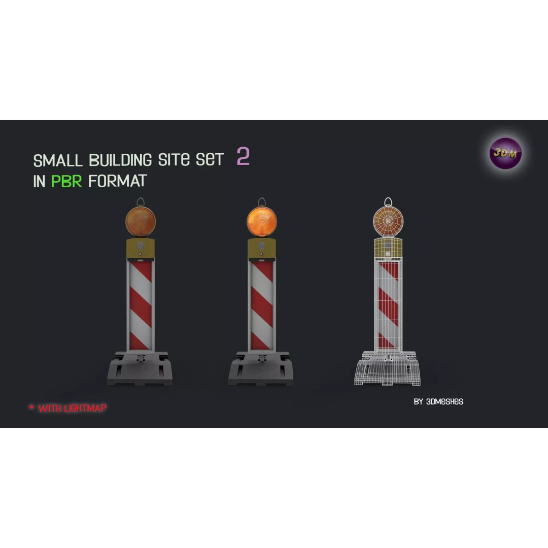Small Building Site 3D Model – Low Poly PBR Construction Set, FBX - View 2