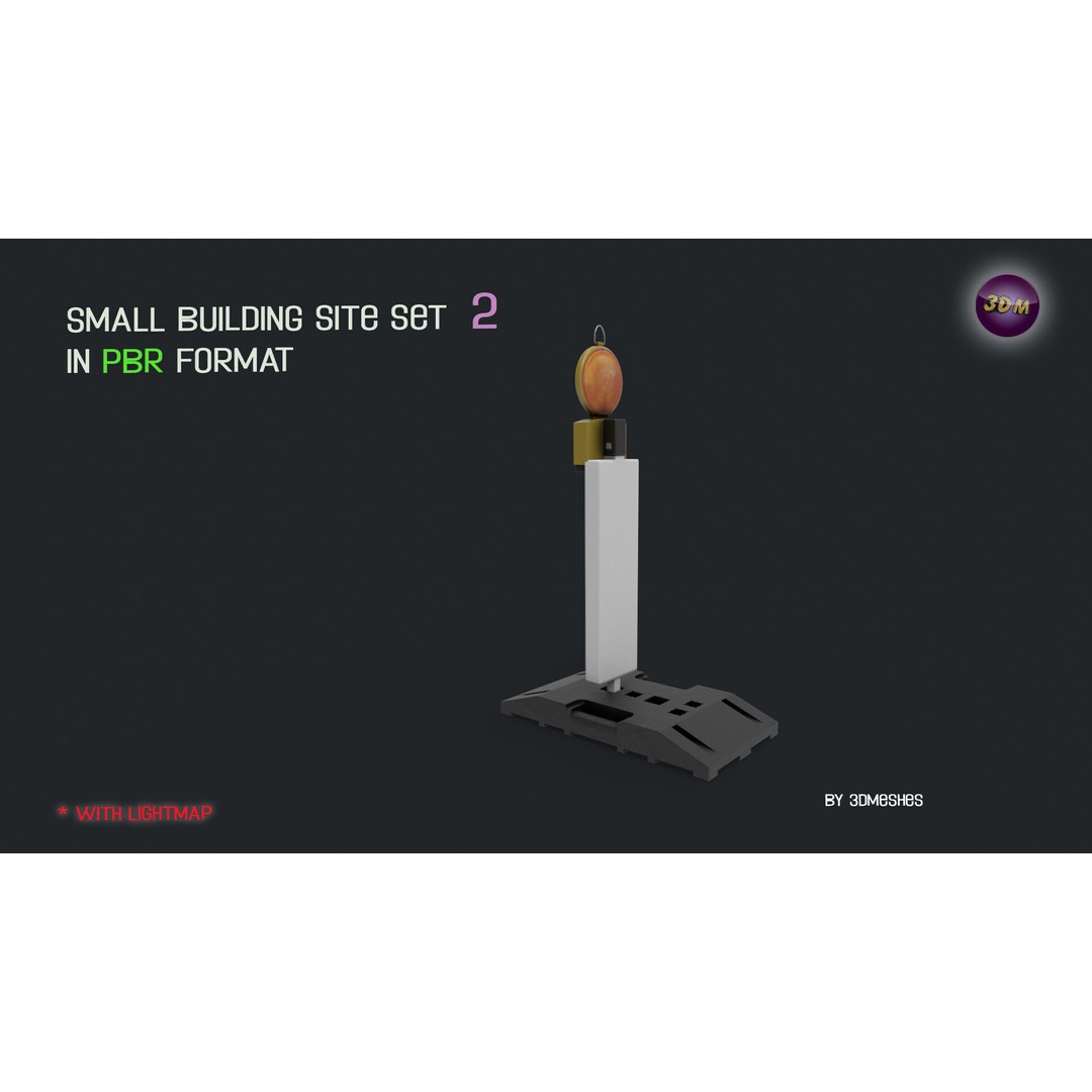 Small Building Site 3D Model – Low Poly PBR Construction Set, FBX - View 3