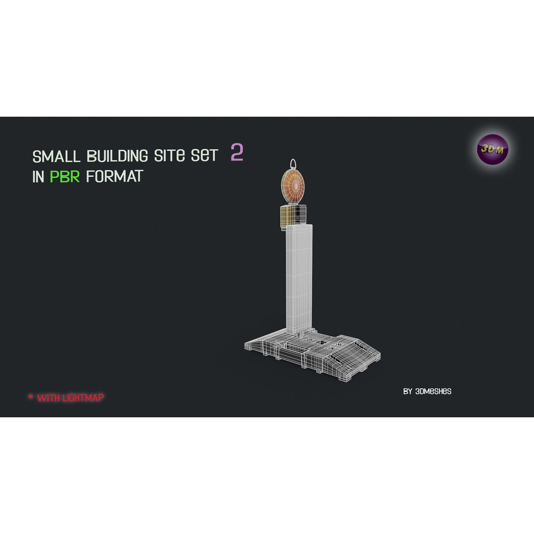 Small Building Site 3D Model – Low Poly PBR Construction Set, FBX - View 4