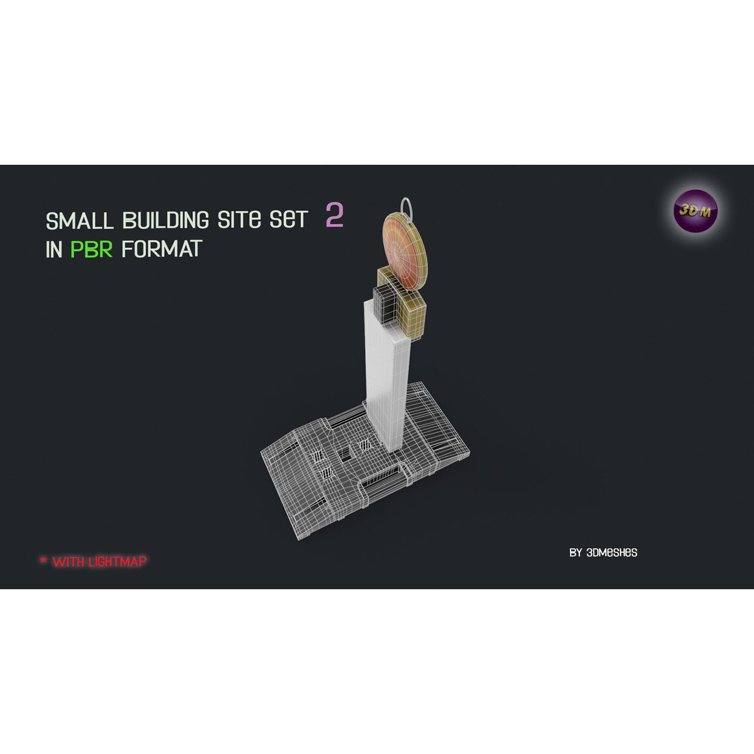 Small Building Site 3D Model – Low Poly PBR Construction Set, FBX - View 6