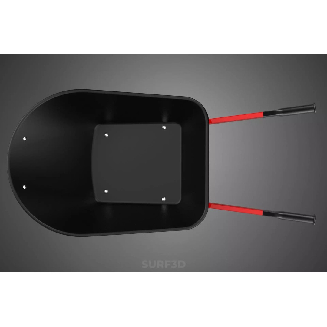 Red Black Two Tire Wheeled Wheelbarrow 3D Model – Dual-Wheeled Utility Cart - View 29