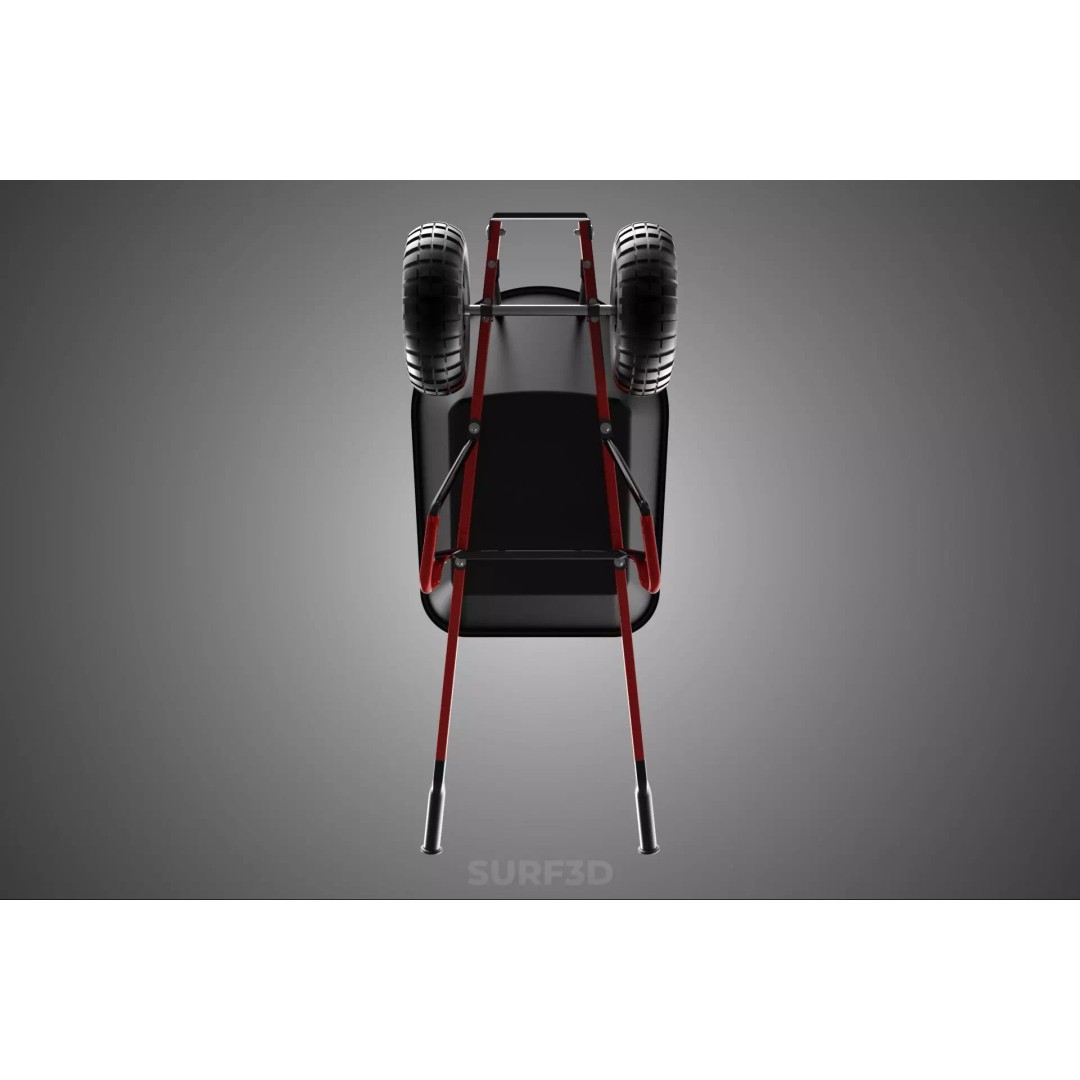Red Black Two Tire Wheeled Wheelbarrow 3D Model – Dual-Wheeled Utility Cart - View 32