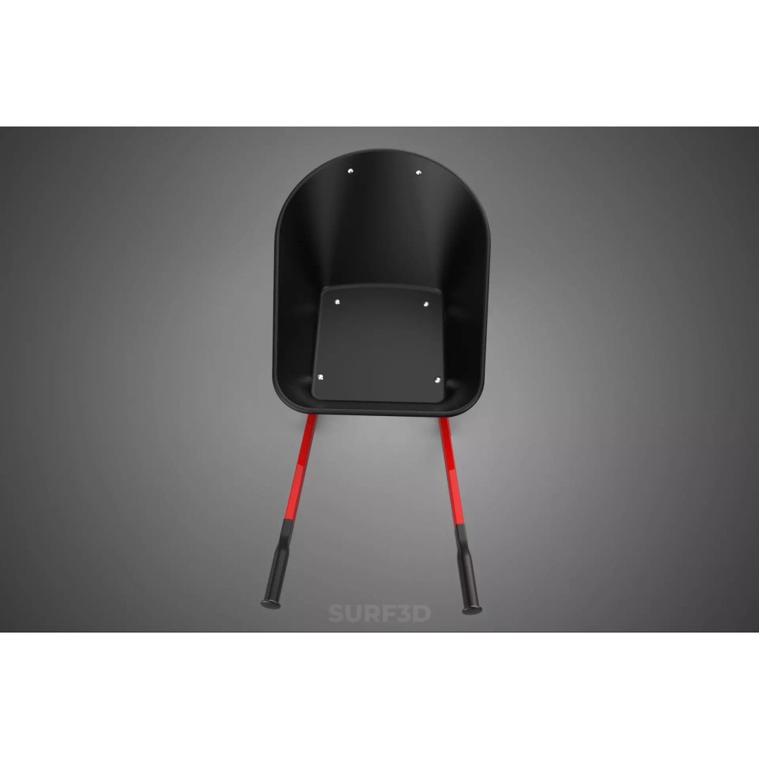 Red Black Two Tire Wheeled Wheelbarrow 3D Model – Dual-Wheeled Utility Cart - View 6