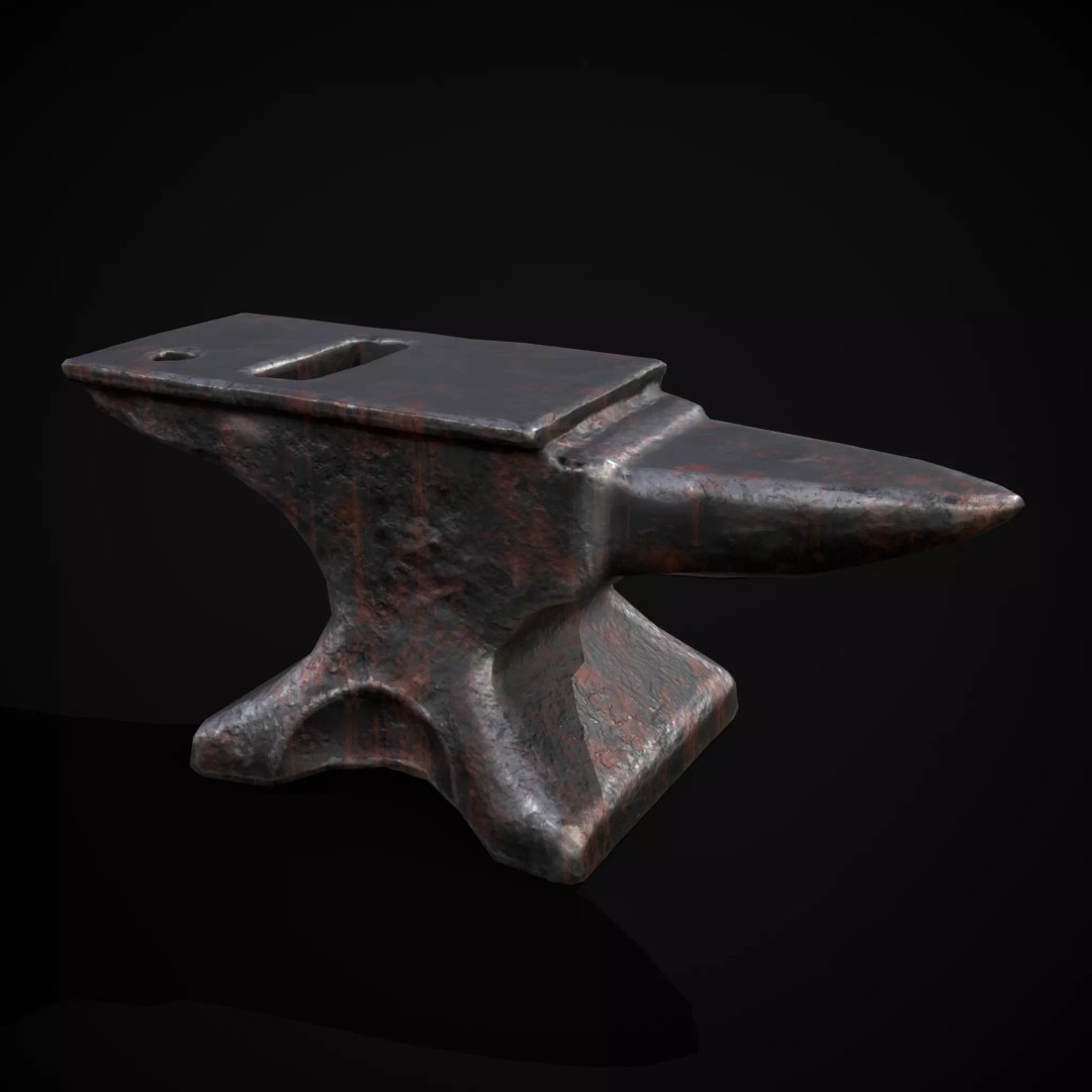 Classic Iron Anvil 3D Model – Low Poly PBR Asset, FBX & OBJ - View 2