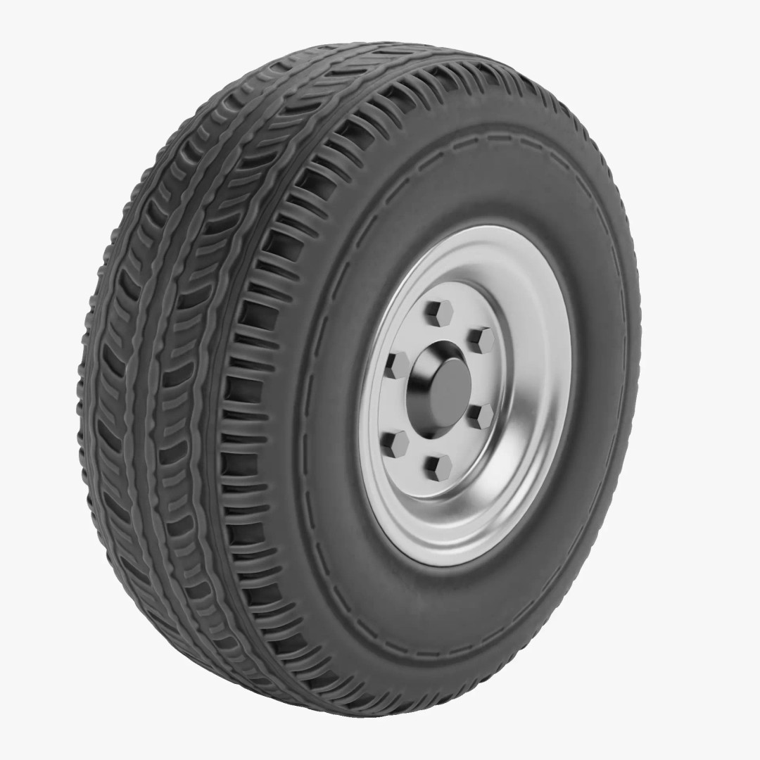 Tire 3D Model – Low Poly Automotive Wheel with PBR Textures
