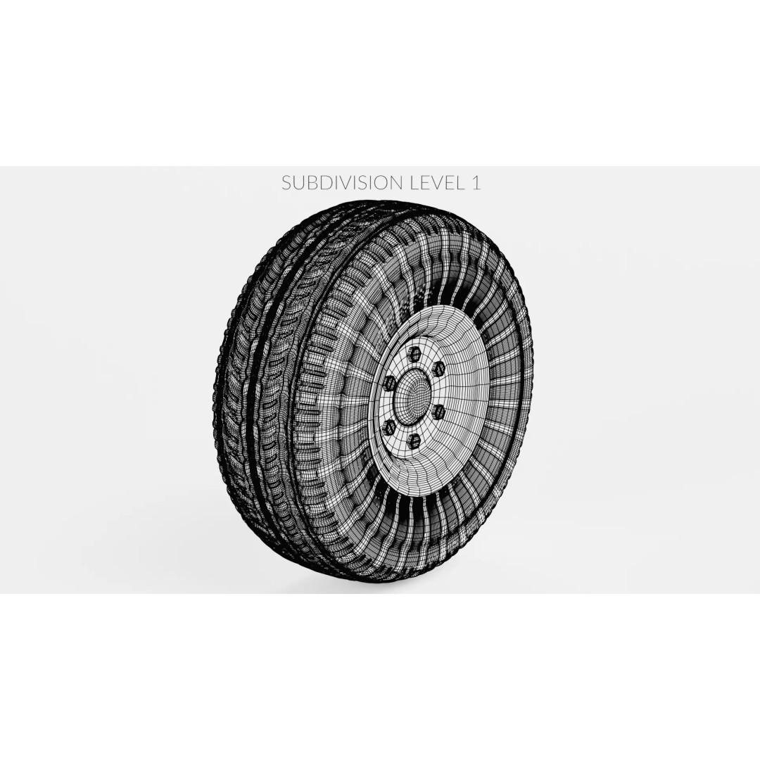 Tire 3D Model – Low Poly Automotive Wheel with PBR Textures - View 10