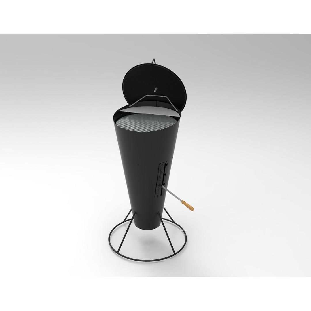 Conical BBQ 3D Model – Adjustable Charcoal Grill with PBR Textures - View 9