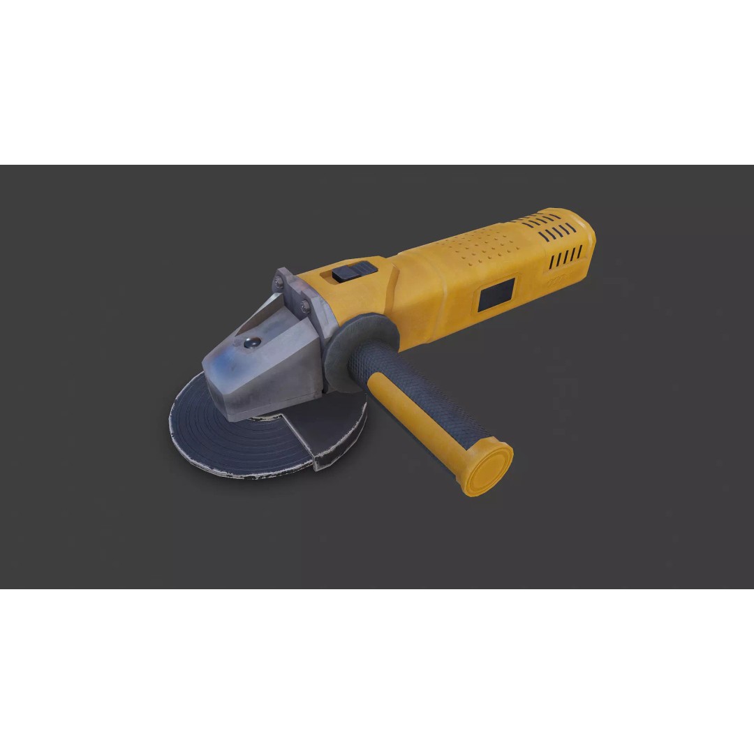 Angle Grinder 3D Model – Low Poly PBR Game Asset, FBX, OBJ, Blender - View 3