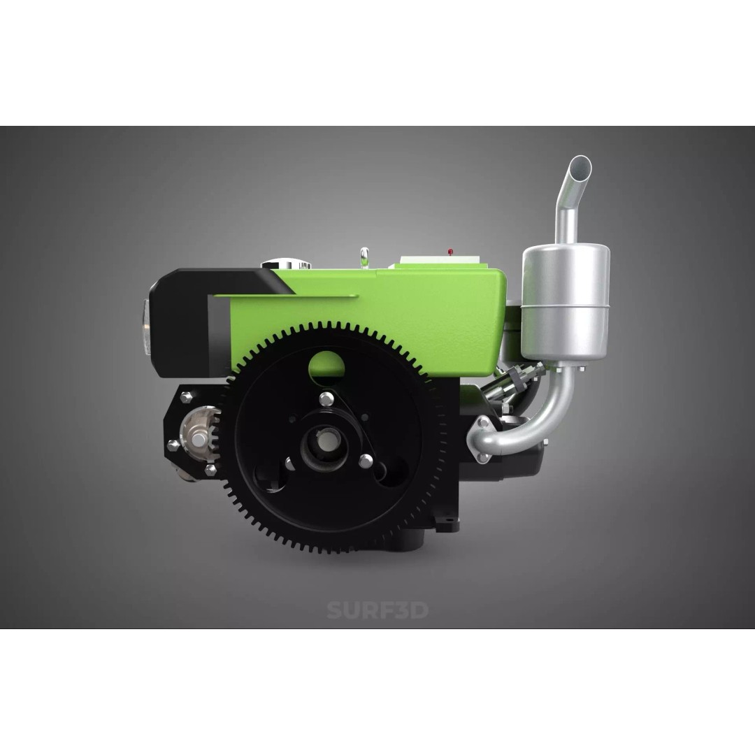 Green Diesel Engine Headlight 3D Model – High Poly PBR Asset, FBX/OBJ - View 11