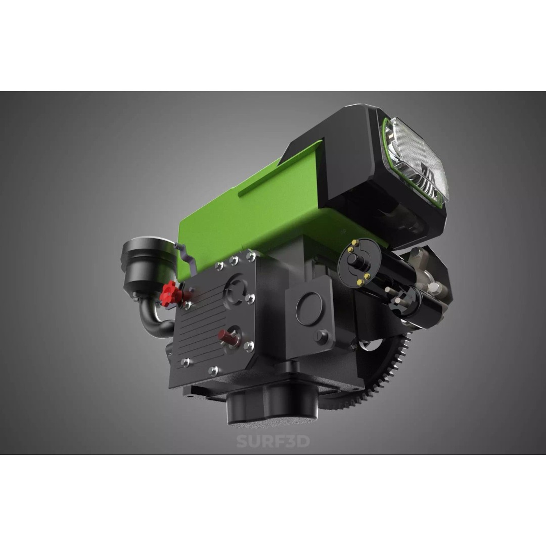 Green Diesel Engine Headlight 3D Model – High Poly PBR Asset, FBX/OBJ - View 12