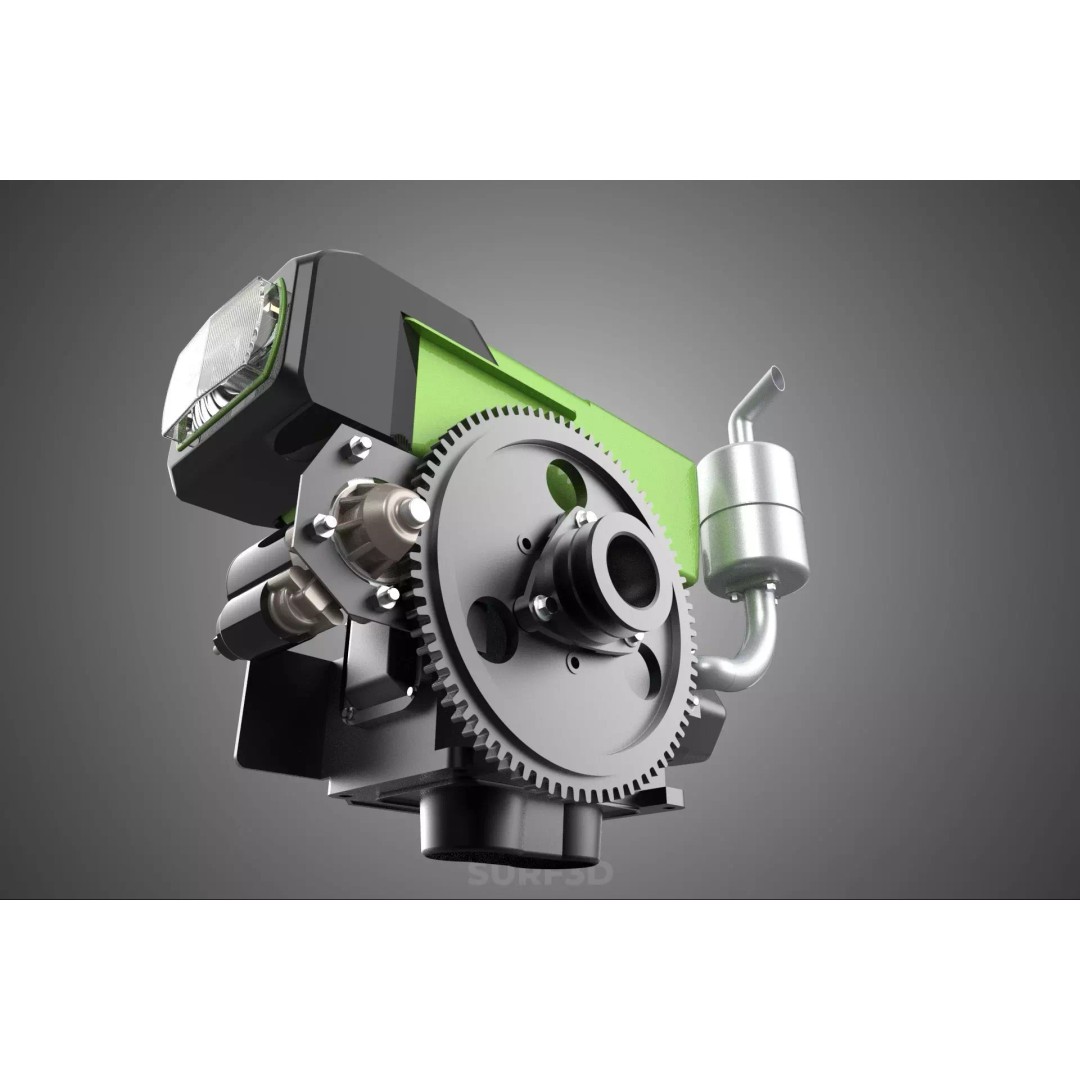 Green Diesel Engine Headlight 3D Model – High Poly PBR Asset, FBX/OBJ - View 14