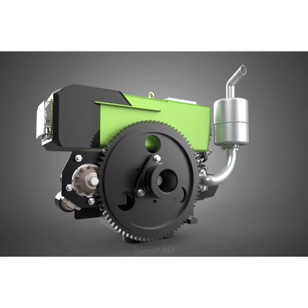 Green Diesel Engine Headlight 3D Model – High Poly PBR Asset, FBX/OBJ - View 18
