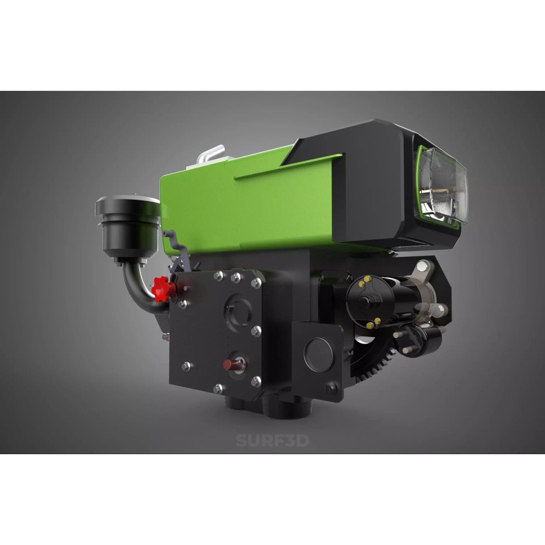 Green Diesel Engine Headlight 3D Model – High Poly PBR Asset, FBX/OBJ - View 19