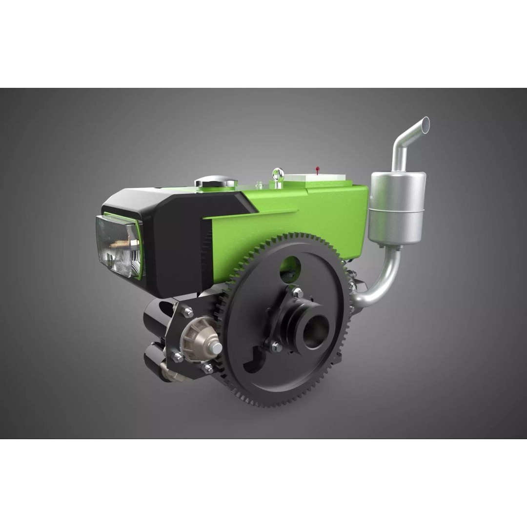 Green Diesel Engine Headlight 3D Model – High Poly PBR Asset, FBX/OBJ - View 2