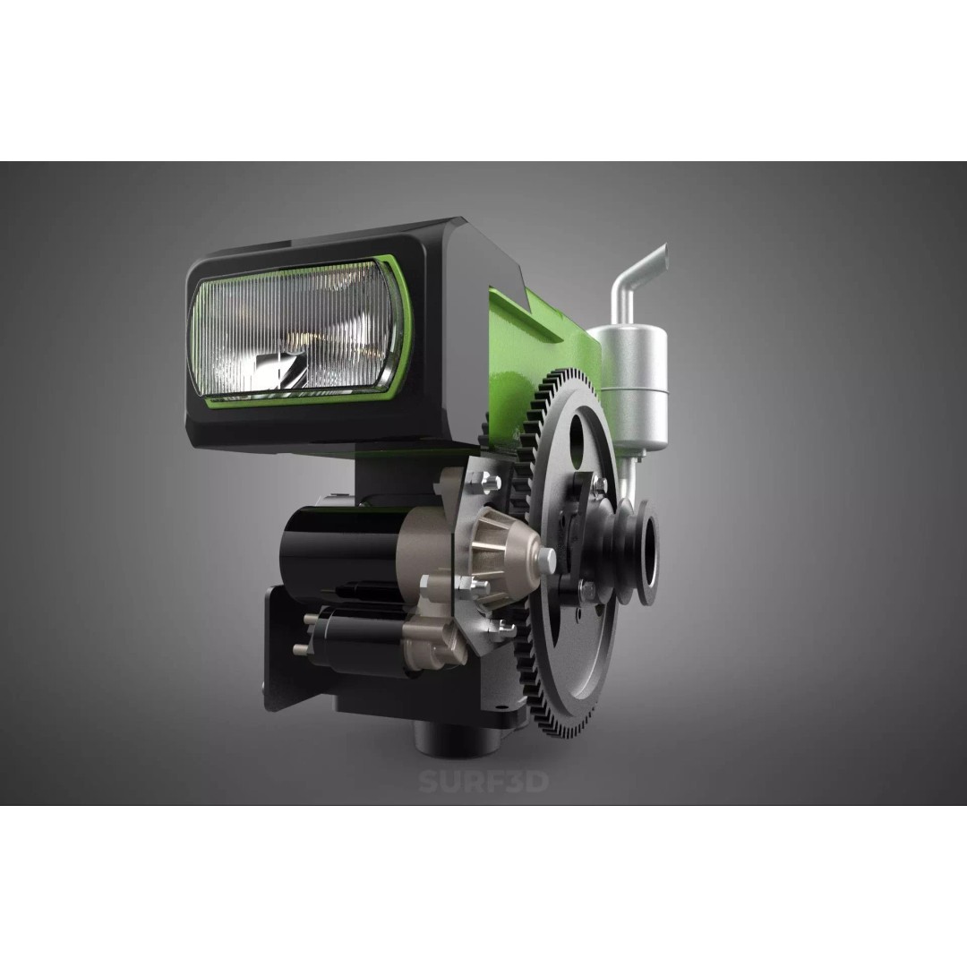 Green Diesel Engine Headlight 3D Model – High Poly PBR Asset, FBX/OBJ - View 22