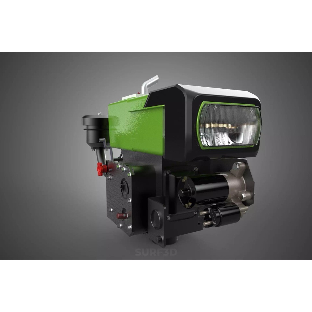 Green Diesel Engine Headlight 3D Model – High Poly PBR Asset, FBX/OBJ - View 23