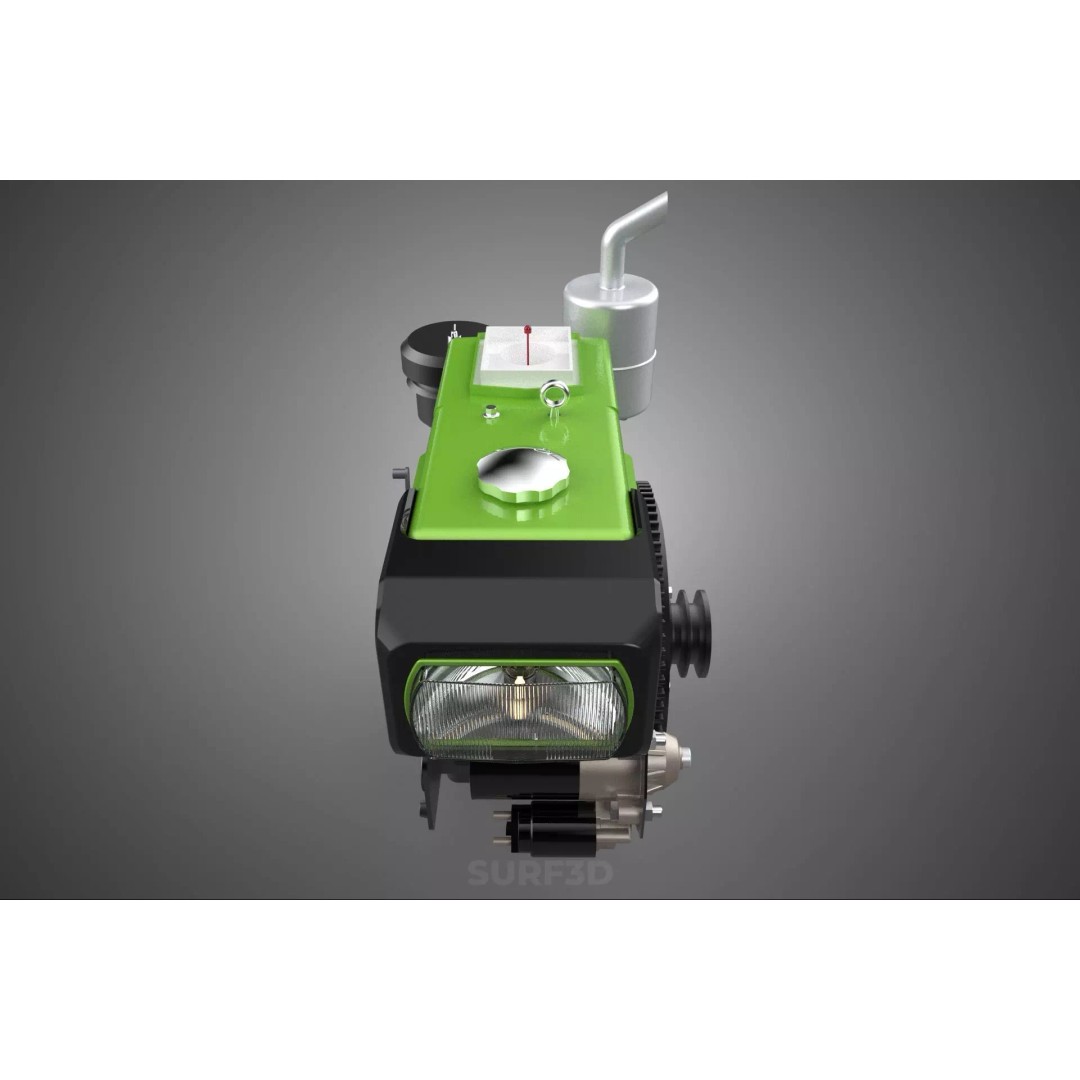 Green Diesel Engine Headlight 3D Model – High Poly PBR Asset, FBX/OBJ - View 4