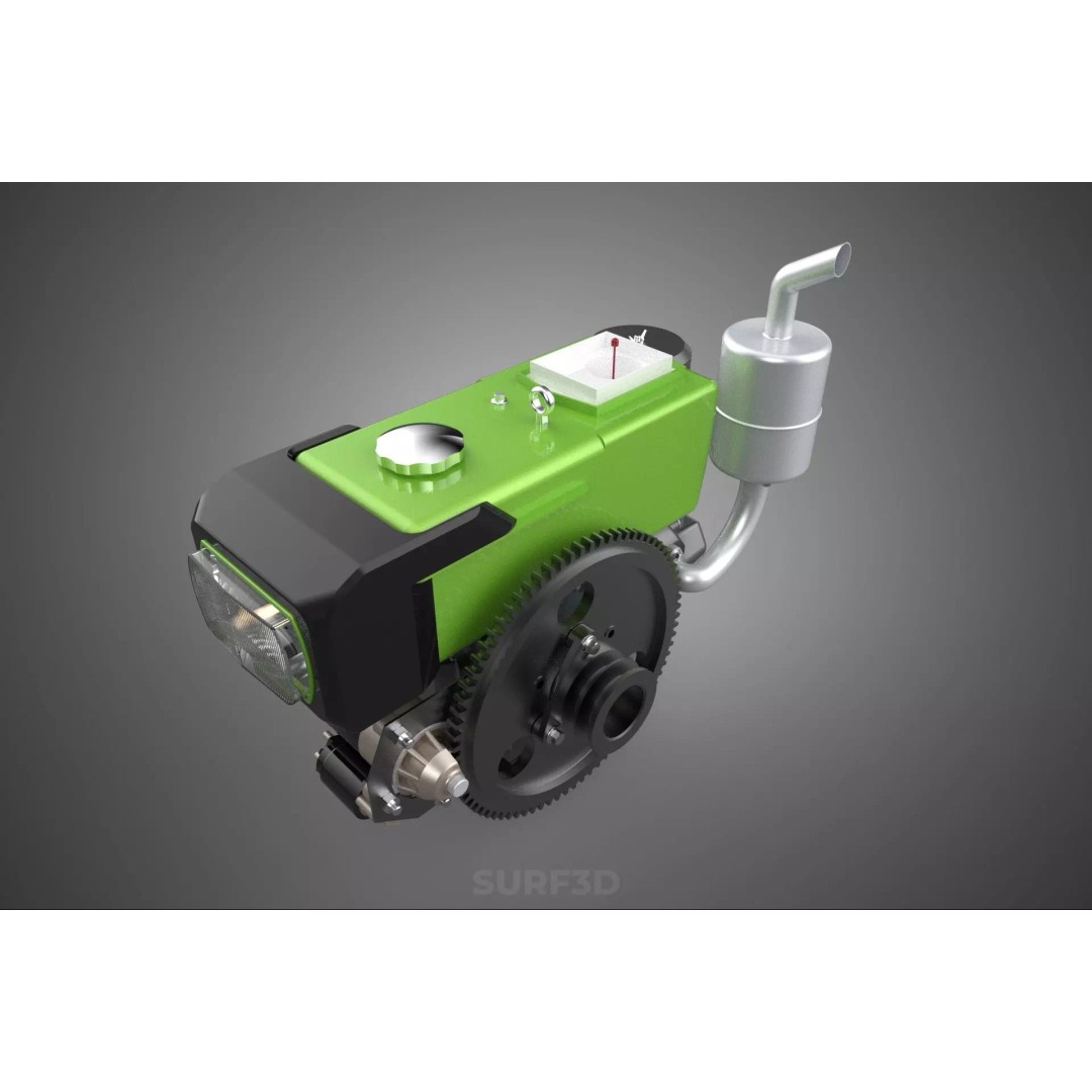 Green Diesel Engine Headlight 3D Model – High Poly PBR Asset, FBX/OBJ - View 5