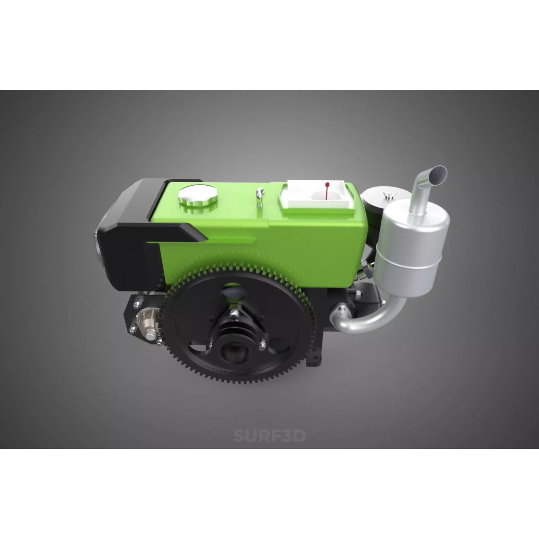 Green Diesel Engine Headlight 3D Model – High Poly PBR Asset, FBX/OBJ - View 6