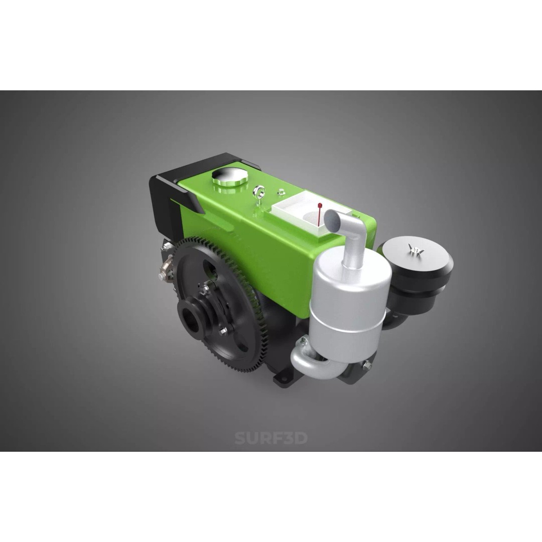 Green Diesel Engine Headlight 3D Model – High Poly PBR Asset, FBX/OBJ - View 7