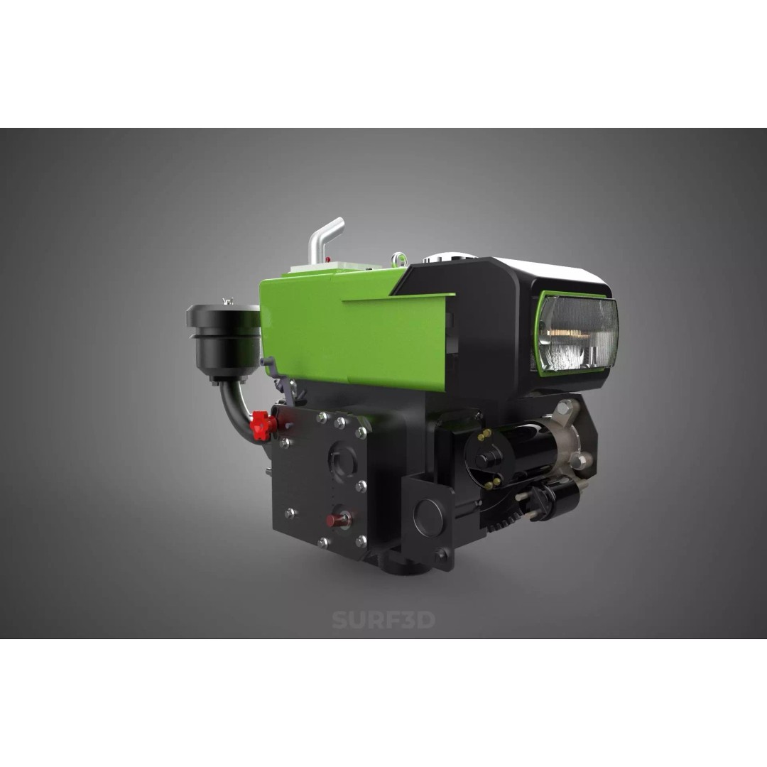 Green Diesel Engine Headlight 3D Model – High Poly PBR Asset, FBX/OBJ - View 8