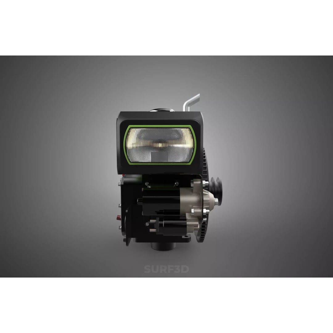Green Diesel Engine Headlight 3D Model – High Poly PBR Asset, FBX/OBJ - View 9