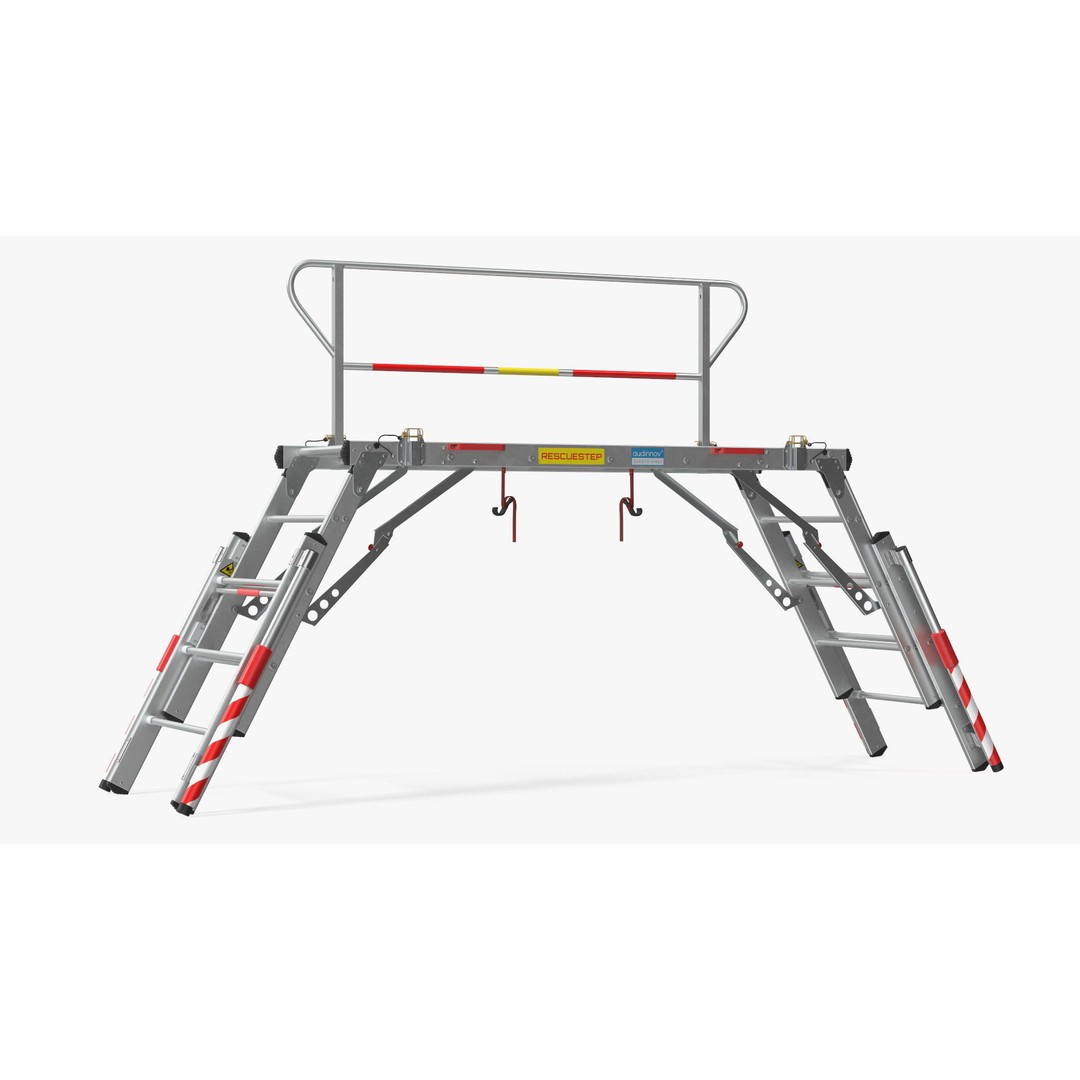 Rescue Platform 3D Model – Emergency Equipment with Stairs, FBX/OBJ - View 10