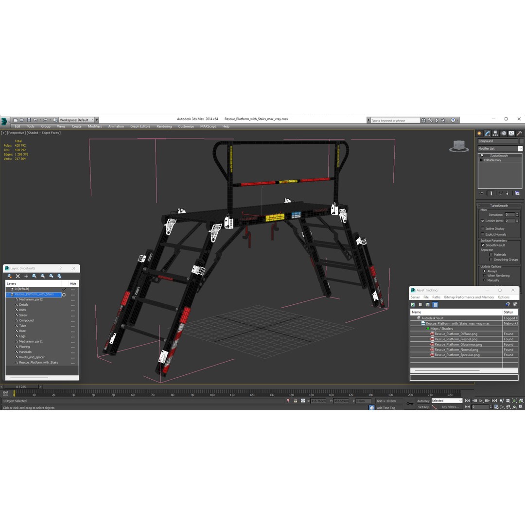 Rescue Platform 3D Model – Emergency Equipment with Stairs, FBX/OBJ - View 24